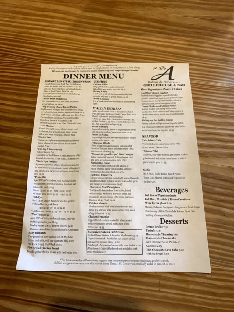 The Big A Grillehouse Menu 6