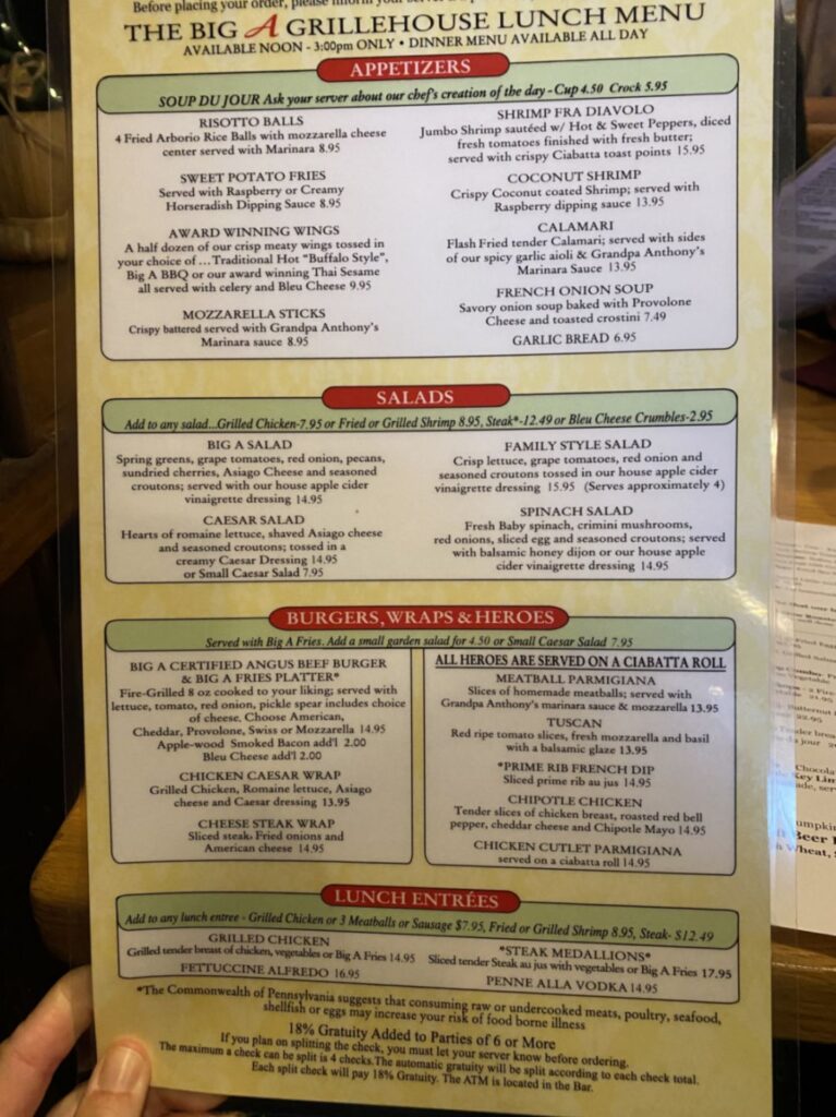 The Big A Grillehouse Menu 7